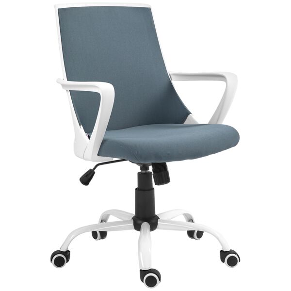 homcom sedia da ufficio ergonomica con altezza regolabile, funzione dondolo e tessuto a rete, grigio