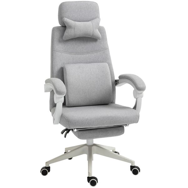 vinsetto sedia ufficio ergonomica moderna regolabile reclinabile sedile scrivania del computer con braccioli e poggiapiedi,grigio aosom.it
