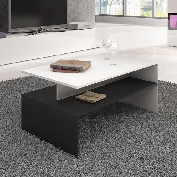 garneroarredamenti tavolino da salotto design 100x45cm bianco e nero emotion gihome®