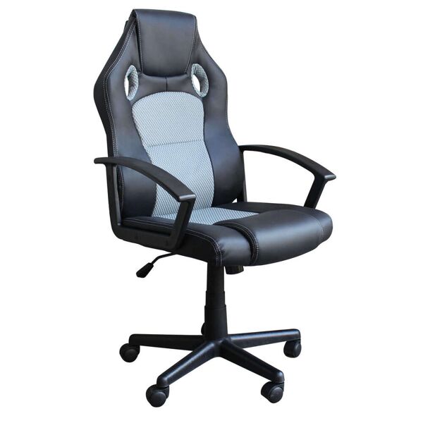 milani home poltrona da gaming ergonomica con poggiatesta e supporto lombare sedia da lavor grigio 61 x 114 x 65 cm