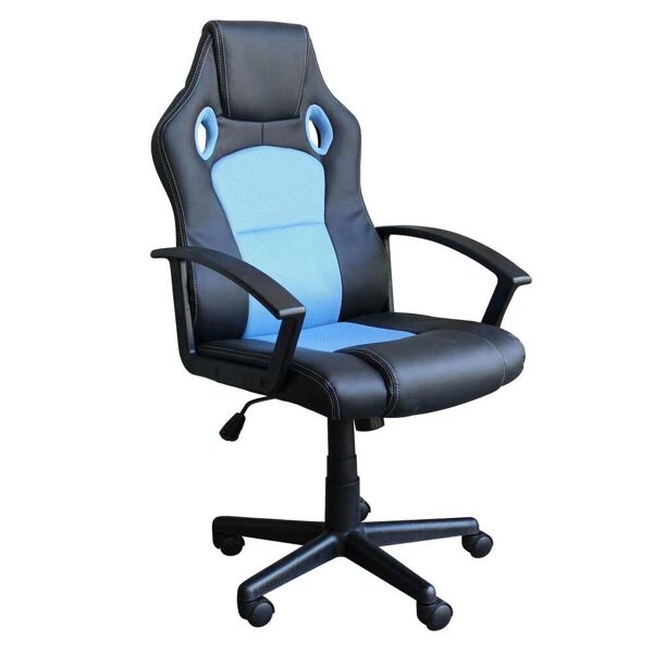 milani home poltrona da gaming ergonomica con poggiatesta e supporto lombare sedia da lavor azzurro 61 x 114 x 65 cm