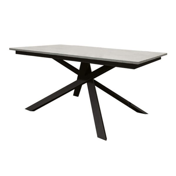 milani home tavolo da pranzo allungabile di design moderno industrial cm 90 x 160/220 x 77 h cemento x x cm
