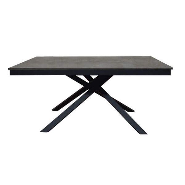 milani home tavolo da pranzo allungabile di design moderno industrial cm 80 x 120/160 x 77 h antracite x x cm
