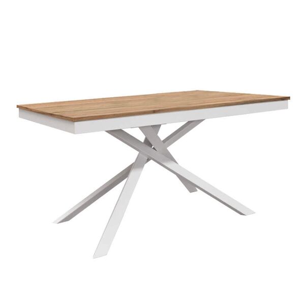 milani home tavolo da pranzo allungabile di design moderno industrial cm 80 x 120/160 x 77 h quercia chiaro x x cm