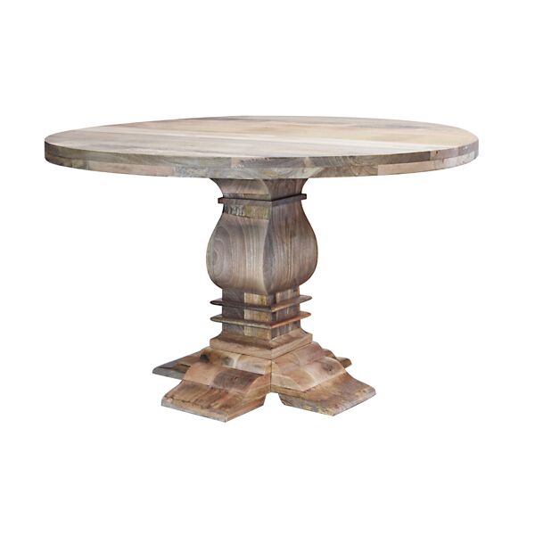 milani home tavolo rotondo in legno massiccio di design moderno industrial cm Ø 130 x 77 h marrone x 77 x cm