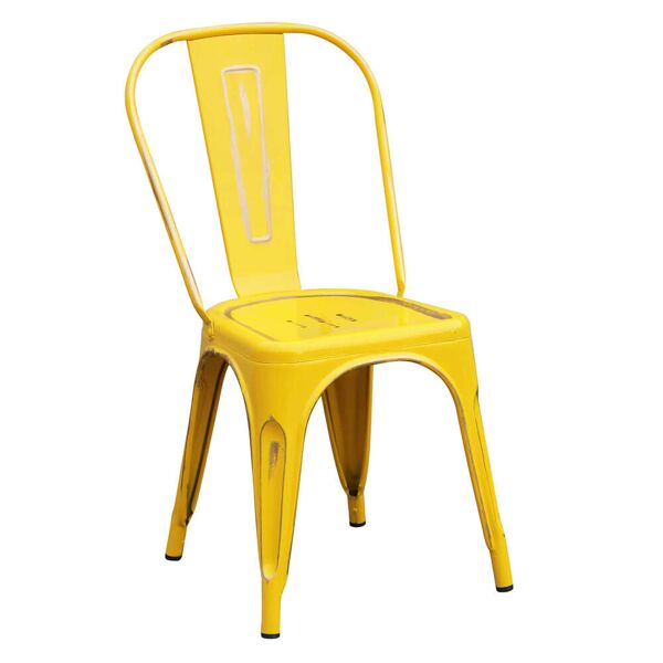 milani home sedia in metallo di design moderno industrial vintage per sala da pranzo bar ri giallo 35 x 85 x 45 cm