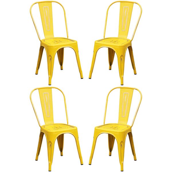 milani home set di 4 sedie in metallo di design moderno industrial vintage per sala da pran giallo 35 x 85 x 45 cm