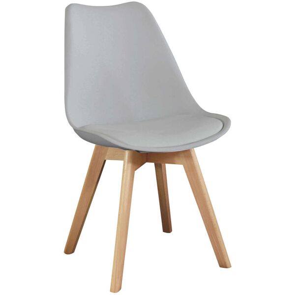 milani home sedia moderna con seduta imbottita stile nordico gambe in legno per sala da pra grigio 49 x 83 x 54 cm