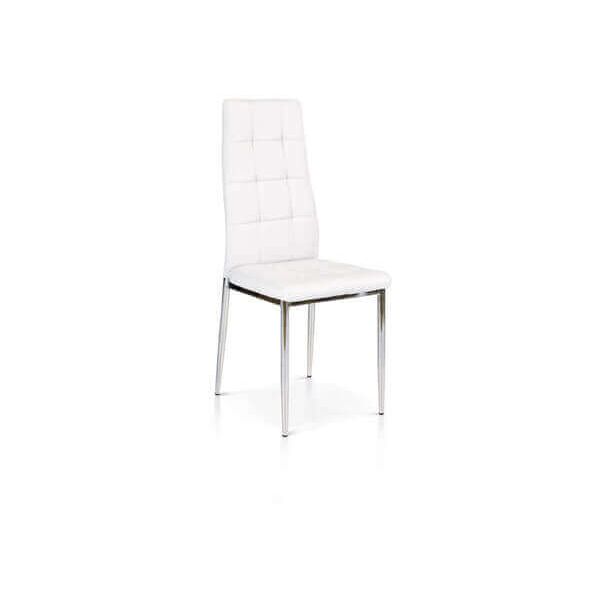 milani home sedia per sala da pranzo, cucina elegante di design moderno in ecopelle e metal bianco 51 x 98 x 41 cm