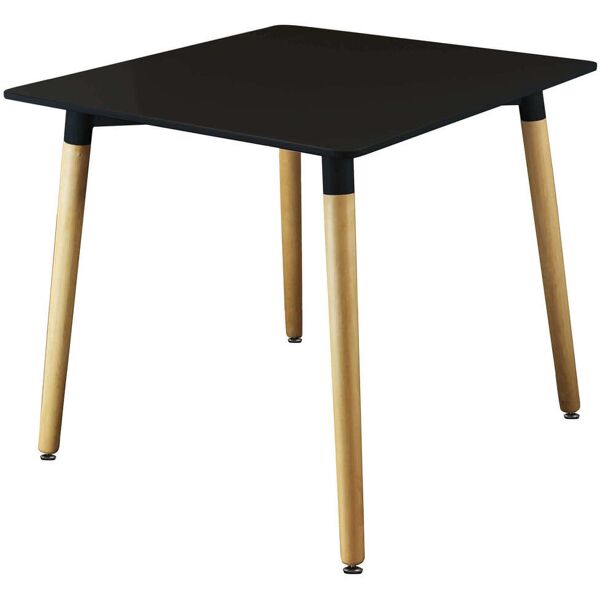 milani home tavolo da interno di design scandinavo in plastica e legno 80x80 nero 80 x 75 x 80 cm