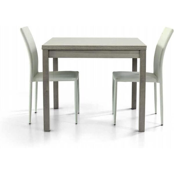 milani home tavolo da pranzo moderno di design apribile a libro rovere grigio cm 90x90/180 grigio 90 x 75 x 90 cm