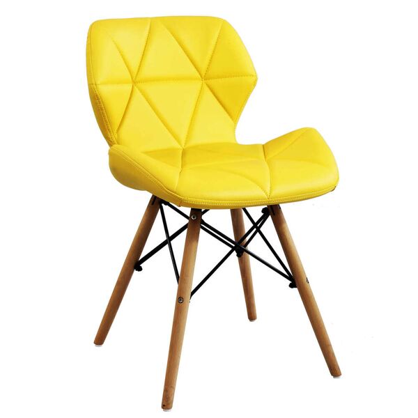 milani home sedia da cucina moderna di design in ecopelle di design similpelle stile modern giallo 41 x 71 x 49 cm