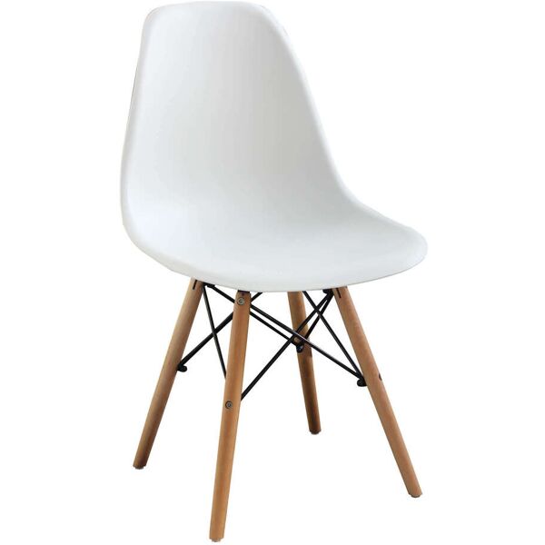 milani home sedia moderna di design in abs bianca con gambe in legno per interno casa uffic bianco 53 x 82 x 47 cm