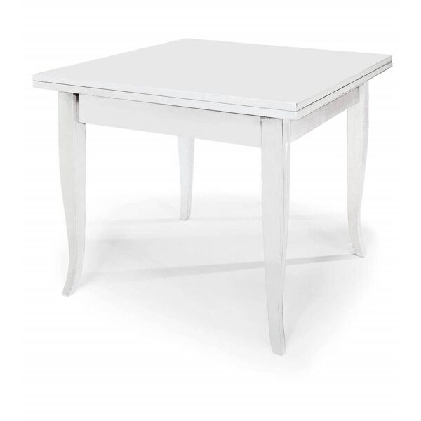 milani home tavolo da pranzo allungabile apribile a libro bianco cm 80x80/160 per interno s bianco 80 x 75 x 80 cm