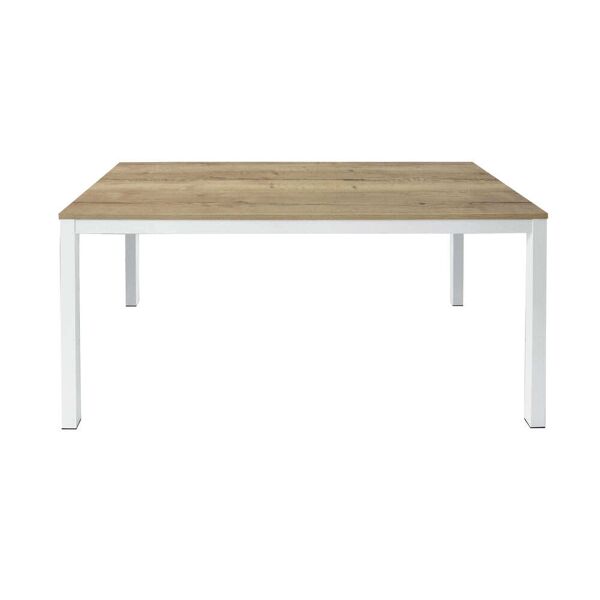 milani home tavolo da pranzo moderno di design cm 90x140/190 rovere nodato struttura bianca marrone 140 x 75 x 90 cm