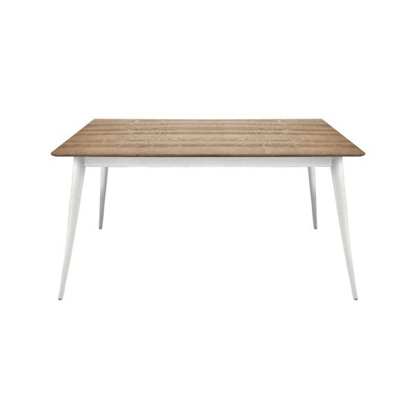 milani home tavolo da pranzo moderno di design allungabile cm 85x160/210 struttura bianca p marrone 160 x 75 x 85 cm