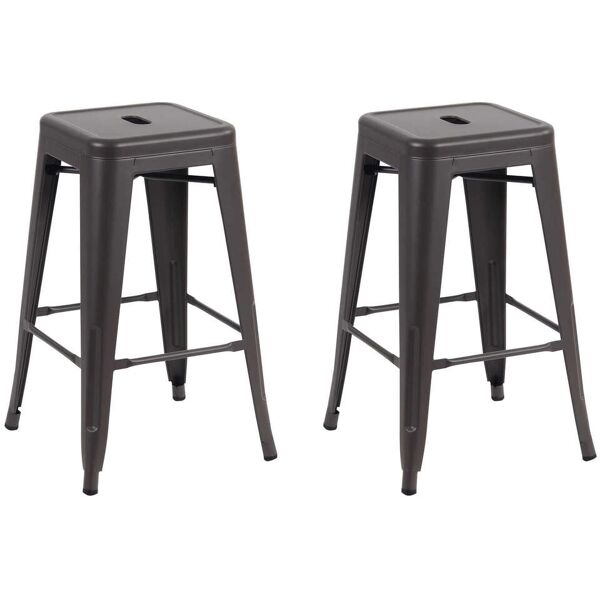 milani home set di 2 sgabelli da bar albergo hotel sedia cucina con poggiapiedi stile indus nero 43 x 76 x 43 cm