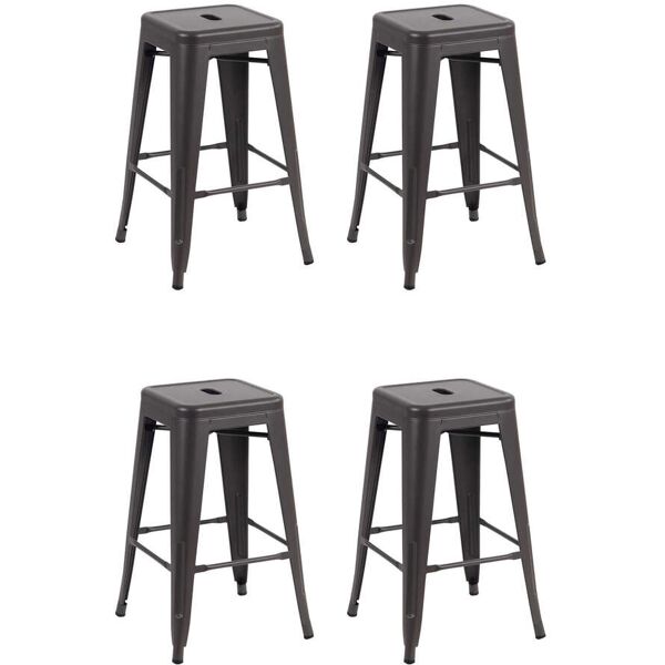 milani home set di 4 sgabelli da bar albergo hotel sedia cucina con poggiapiedi stile indus nero 43 x 76 x 43 cm