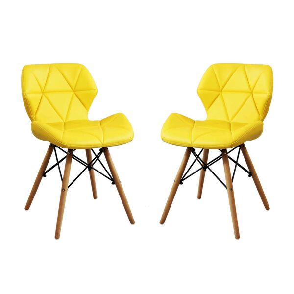 milani home set di 2 sedie da cucina moderna di design in ecopelle di design similpelle sti giallo 41 x 71 x 49 cm