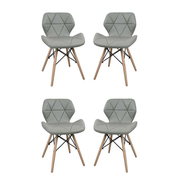 milani home set di 4 sedie da cucina moderna di design in ecopelle di design similpelle sti grigio 41 x 71 x 49 cm