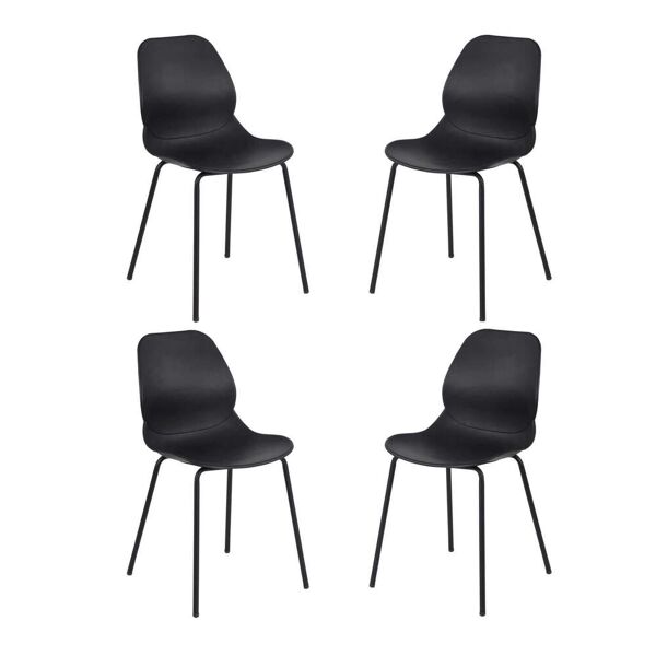 milani home set di 4 sedie per sala da pranzo in plastica polipropilene alta resistenza qua nero 46 x 84 x 54 cm