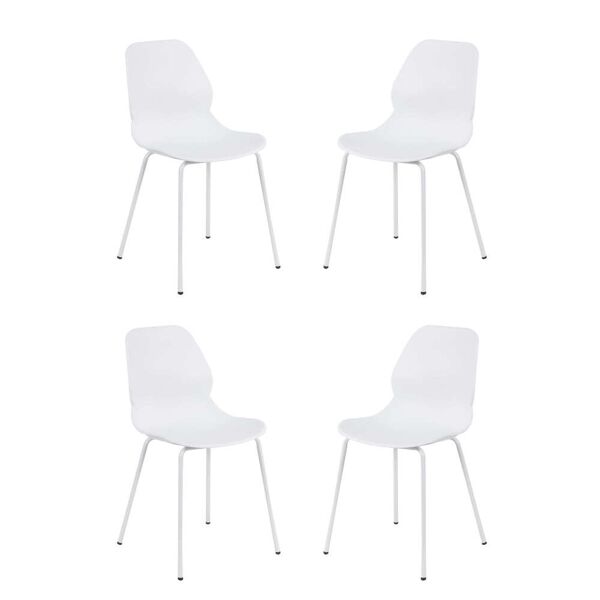 milani home set di 4 sedie per sala da pranzo in plastica polipropilene alta resistenza qua bianco 46 x 84 x 54 cm