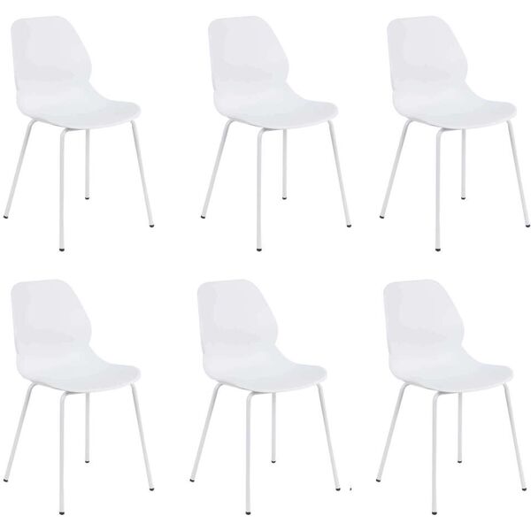 milani home set di 6 sedie per sala da pranzo in plastica polipropilene alta resistenza qua bianco 46 x 84 x 54 cm