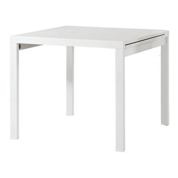 milani home tavolo da pranzo moderno di design allungabile a libro frassinato 90x90/180 bianco 90 x 75 x 90 cm