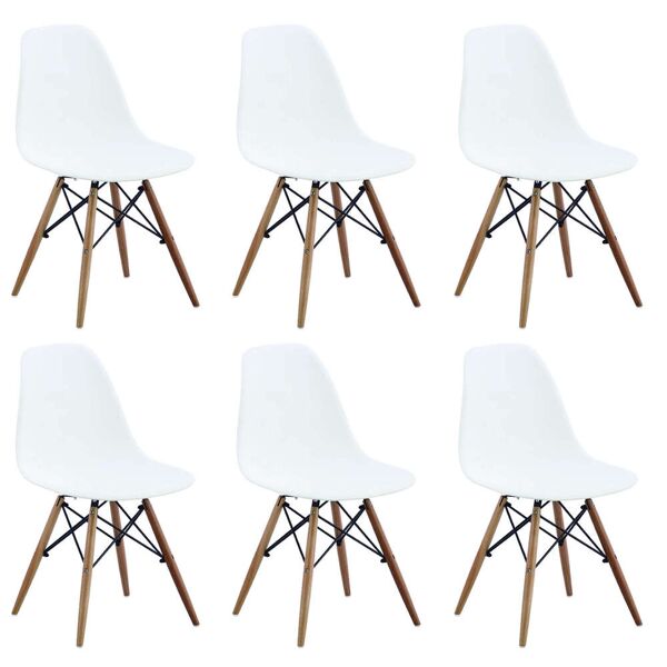 milani home set di 6 sedie di design moderne in abs bianco struttura in metallo verniciato bianco 53 x 82 x 47 cm