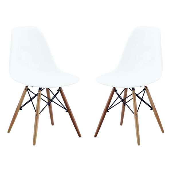 milani home set di 2 sedie di design moderne in abs bianco struttura in metallo verniciato bianco 53 x 82 x 47 cm