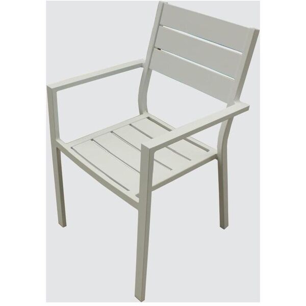 amicasa ls-tc-805 sedia da giardino in alluminio con braccioli impilabile colore bianco - ls-tc-805 karim