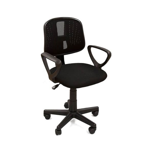 amicasa w-134a sedia girevole poltrona da scrivania seduta imbottita in tessuto schienale in textilene altezza regolabile colore nero - w-134a smart