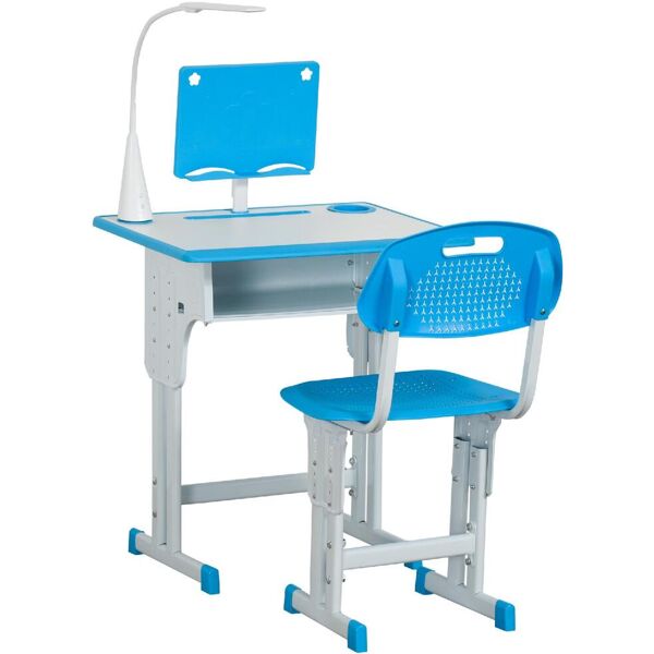 dechome 061bu312 banco scuola con sedia per bambini 6-12 anni altezza regolabile leggio e portapenne colore blu - 061bu312