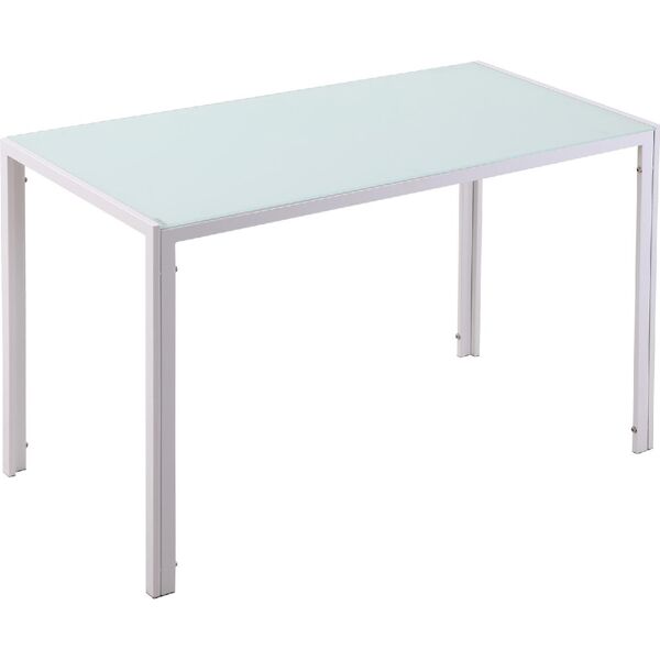 dechome 479wt/835 tavolo moderno rettangolare struttura in metallo e piano in vetro temperato bianco - 479wt/835