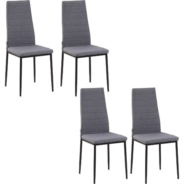 dechome 483v01gy/835 set 4 sedie imbottite stile moderno in metallo e tessuto colore grigio - 483v01gy/835