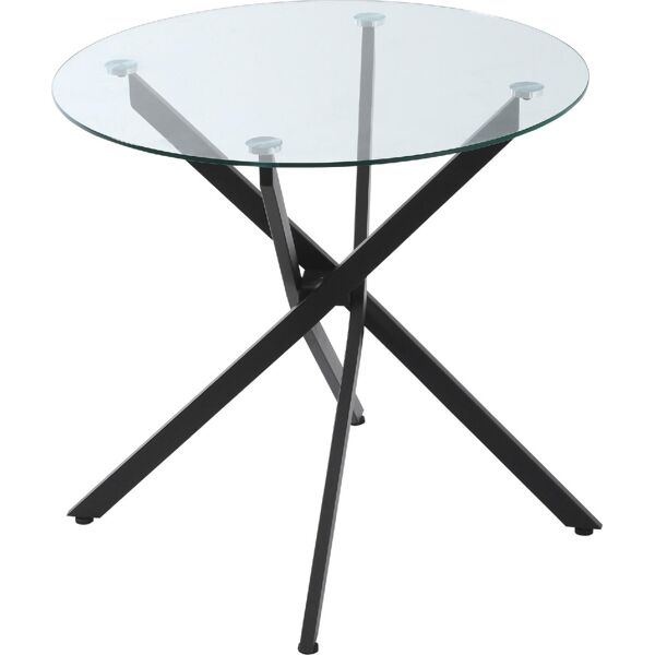 dechome 79/839 tavolo rotondo in vetro e gambe incrociate in metallo tavolino moderno per soggiorno e studio 80x80x75cm nero - 79/839