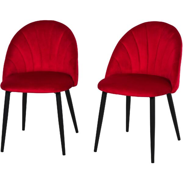 dechome 835d53rd set 2 sedie da pranzo imbottite senza braccioli schienale curvo colore rossa - 835d53rd
