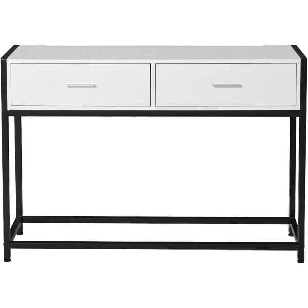 dechome 837055 tavolo consolle per ingresso con 2 cassetti in legno bianco e metallo nero - 837055