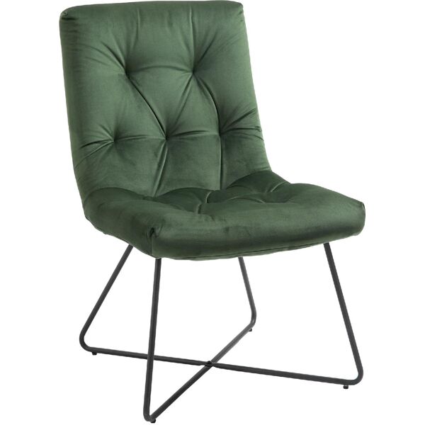 dechome 911gn833 sedia moderna imbottita in metallo nero e tessuto verde - 911gn833