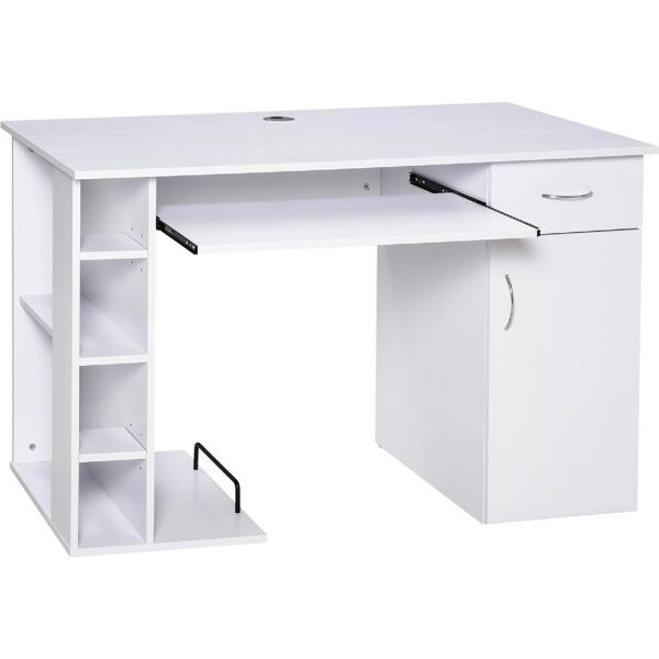 dechome 5d001dv01gt scrivania pc ergonomica con mensole e piano tastiera estraibile bianca - 5d001dv01gt