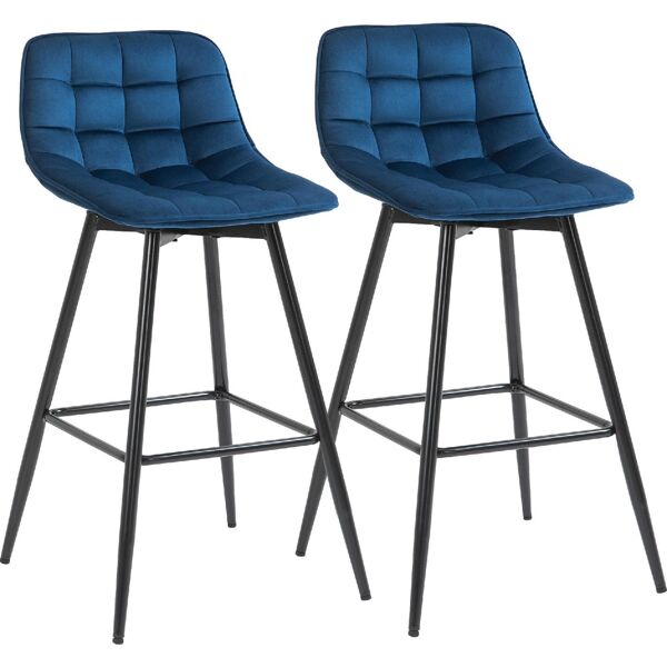 dechome d35271bu set 2 sgabelli da bar sedie imbottite stile nordico velluto colore blu - d35271bu