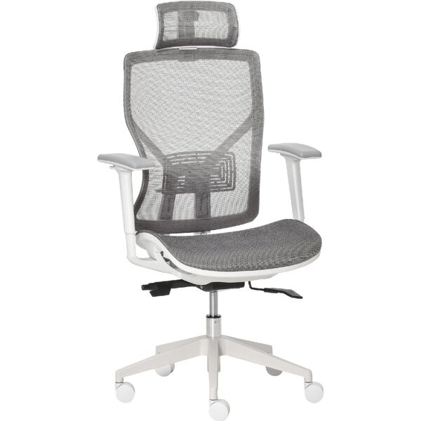 icon space 435/921 sedia ergonomica ufficio sedia da scrivania poltrona direzionale con rotelle e braccioli reclinabile, girevole e regolabile in altezza colore bianco - 435/921