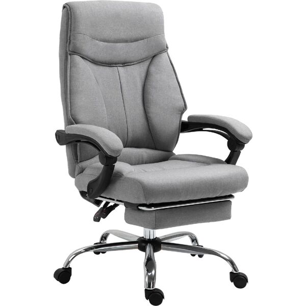 icon space 437ek921 sedia ergonomica ufficio sedia da scrivania poltrona direzionale con rotelle e braccioli reclinabile, girevole e regolabile in altezza con poggiapiedi colore grigio - 437ek921