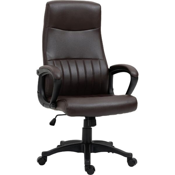 icon space 474bnek921 sedia ergonomica ufficio sedia da scrivania poltrona direzionale con rotelle e braccioli reclinabile, girevole e regolabile in altezza colore marrone - 474bnek921