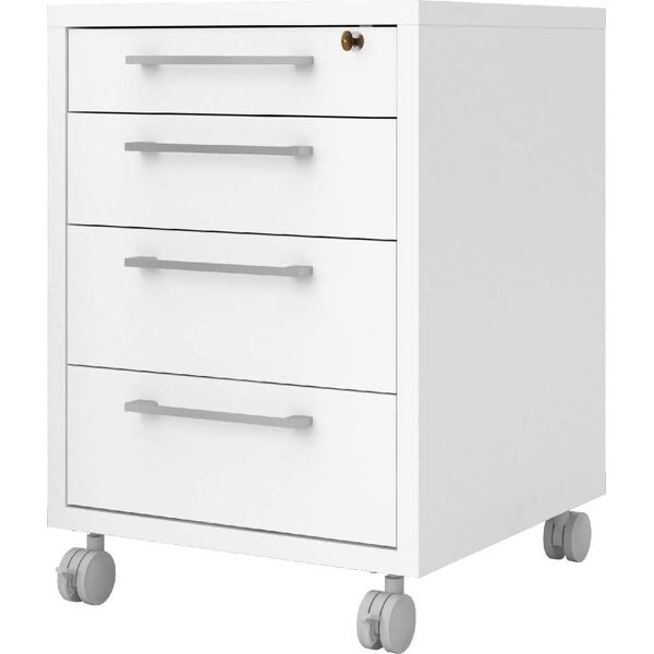 tvilum aps 8041949 cassettiera ufficio per scrivania portatile con 4 cassetti 48x49x68h cm colore bianco - 8041949 linea prima