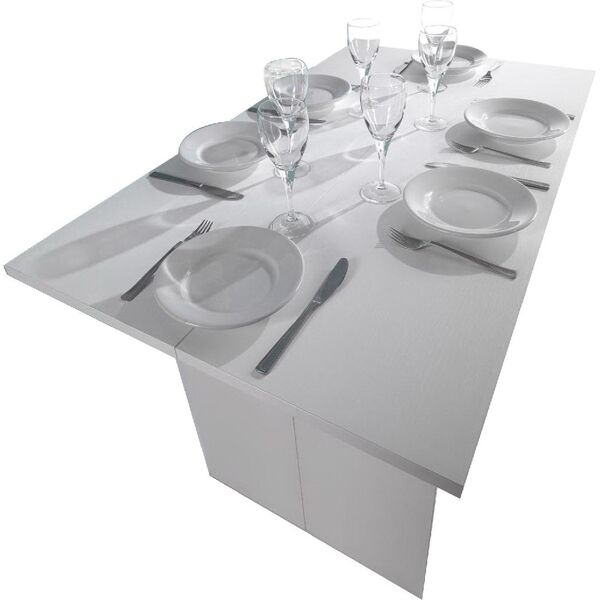 terraneo el530 consolle allungabile tavolo in legno mdf 120x35/70x75h cm colore bianco - el530 serie oplà