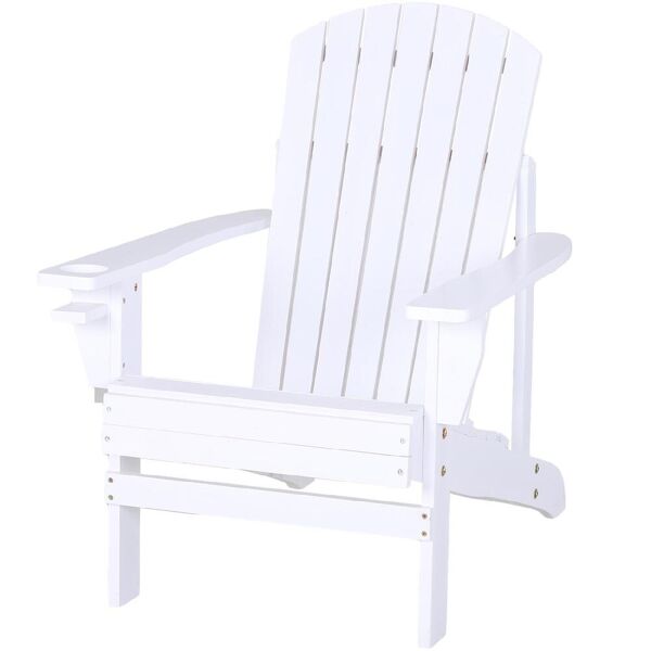 vivagarden 10016 sedia da giardino in legno di abete con braccioli 97x72.4x92.7h cm colore bianco - 10016