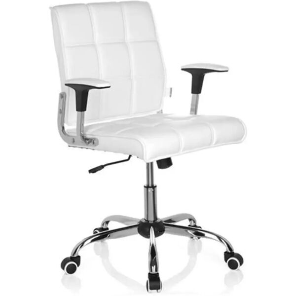 hjh sedia ufficio esteban, base in alluminio, elegante design in pelle color bianco