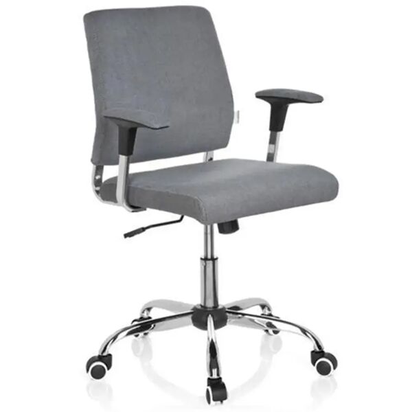 hjh sedia per ufficio charles, con base in alluminio e rivestimento in tessuto, in grigio scuro