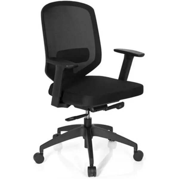 hjh sedia ergonomica da ufficio dama pro, sostegno lombare regolabile, omologata 8h uso, alta qualità, in nero